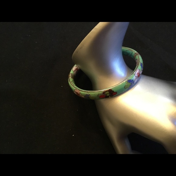 Chinese Cloisonné Green Enamel Bangle Bracelet - Picture 6 of 6